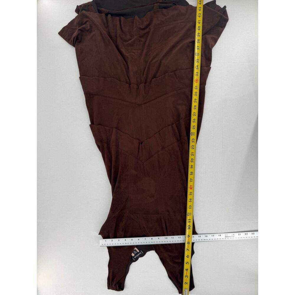 Bebe Vintage Y2K Brown Faux Suede Maxi Dress XS Tiered Ruffle Bodycon Made USA - Picture 8 of 10
